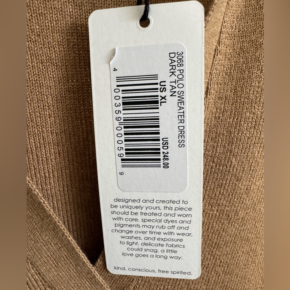 Unsubscribed Tan Sweater Dress XL $248 retail - Picture 3 of 4